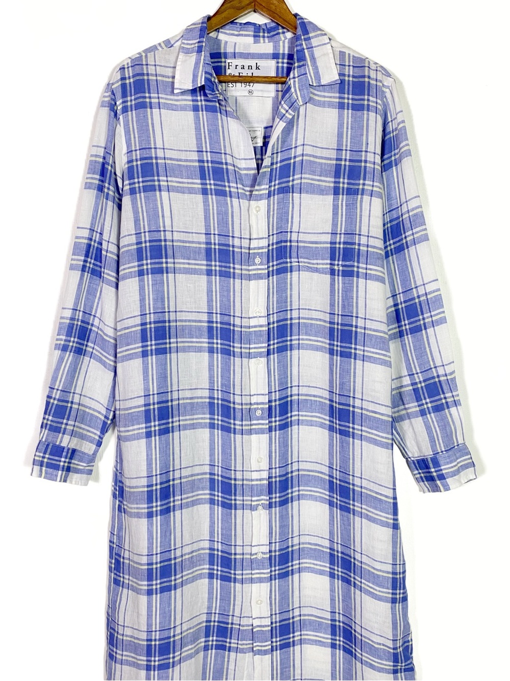 Frank & Eileen Rory Linen Maxi Shirt Dress Plaid - Picture 4 of 7